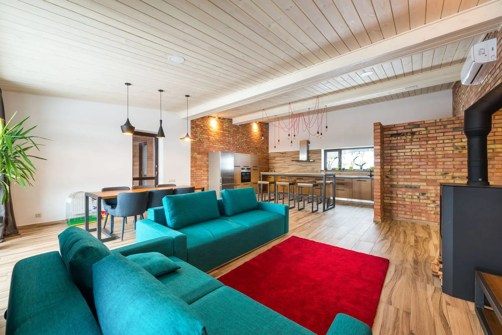 Modern open-plan living room interior
