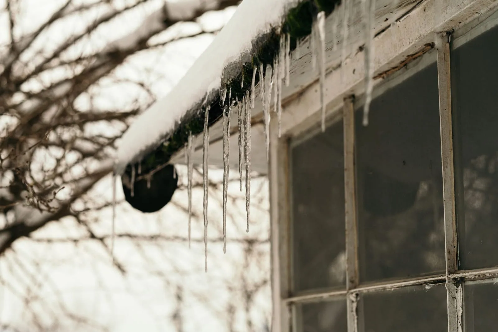 Frost and ice on an air conditioner coil